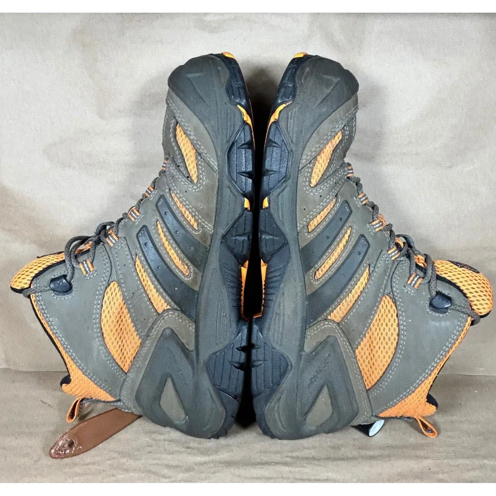 Merrell Moab 2 Mid Work Boots Mens 10.5 Grey Orange Solid Waterproof J35097